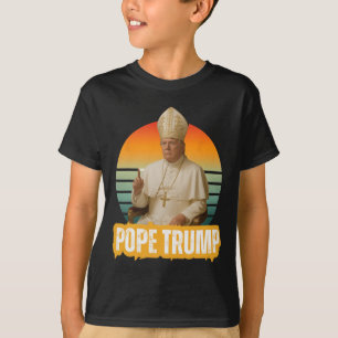 Camiseta Pope Trump Funny Trump Vaticano Christian Retro Ch