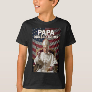 Camiseta Pope Trump Funny Trump Vaticano Christian Retro Ch