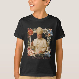 Camiseta Pope Trump Funny Trump Vaticano Christian Retro Ch