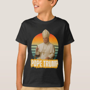 Camiseta Pope Trump Funny Trump Vaticano Christian Retro Ch