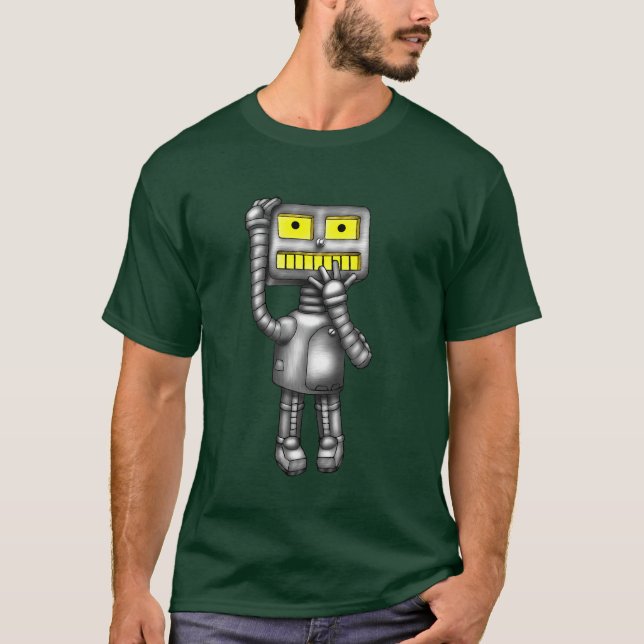 Camiseta PopFuzz o t-shirt preocupado robô (Frente)