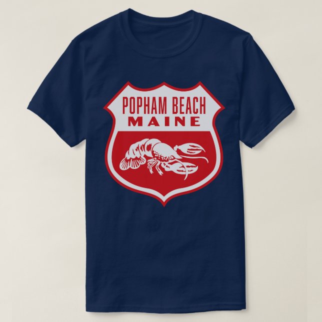 Camiseta Popham Beach Maine Retro Shield White (Frente do Design)