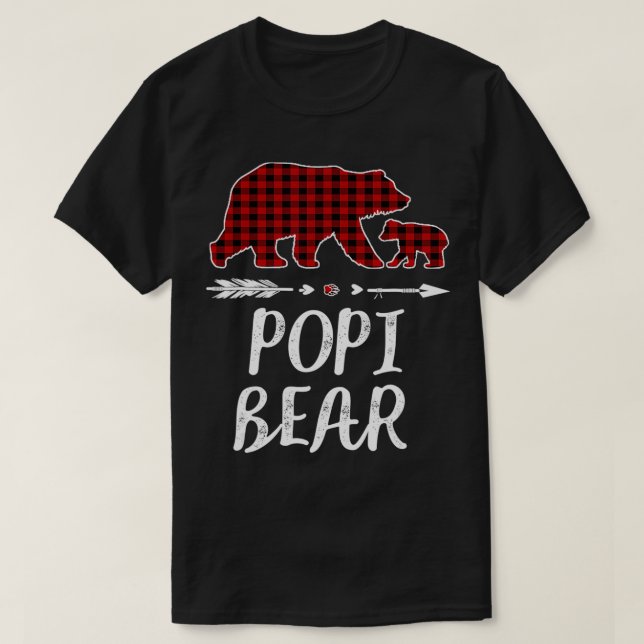 Camiseta Popi Bear Christmas Pajama Red Plaid Buffalo Famil (Frente do Design)