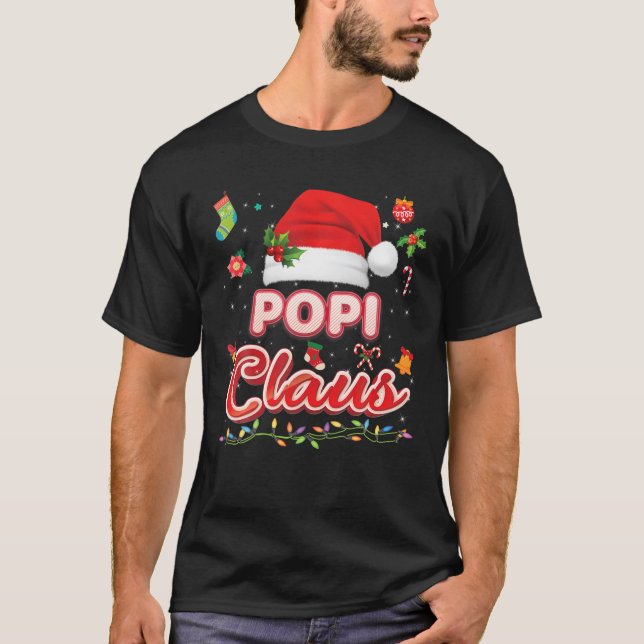 Camiseta Popi Claus Correspondendo Papais noeis de Natal da (Frente)