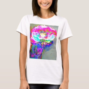 Camiseta Pópia rosa, pintura floral aquosa