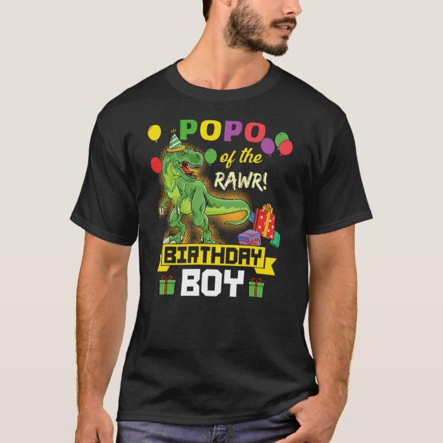 Camiseta Popo of the Birthday Boy Dinosaur Celebration Grap (Frente)