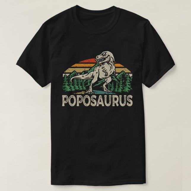 Camiseta Poposaurus Dinossauro Avô Saurus Dia dos Pais (Frente do Design)