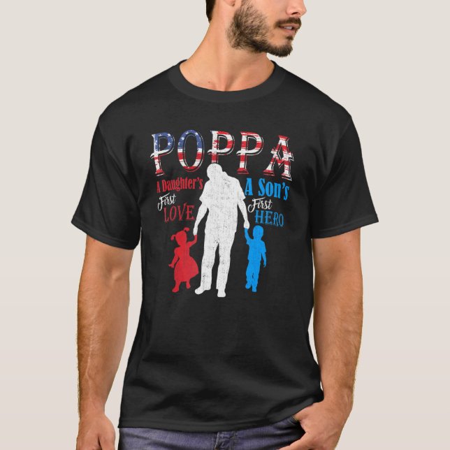 Camiseta Poppa A Filhos Primeiro Herói Filhas Primeiro Amor (Frente)