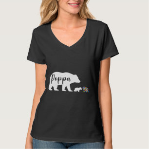 Camiseta Poppa Bear Autismo Consciência Amor Suporte Famili
