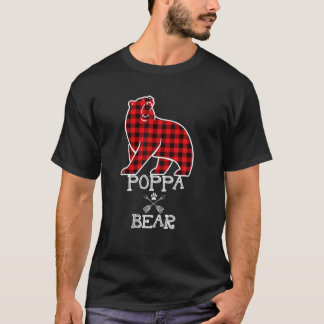 Camiseta Poppa Bear Christmas Pajama Red Xadrez Buffalo Fam