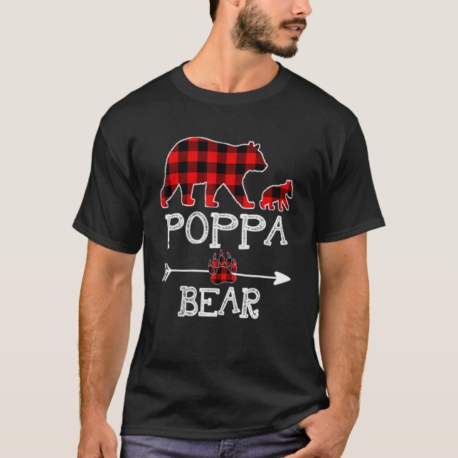 Camiseta Poppa Bear, Red Buffalo Xadrez Poppa Bear Pajama (Frente)