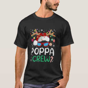 Camiseta Poppa Crew Santa Hat Reindeer Natal Famil