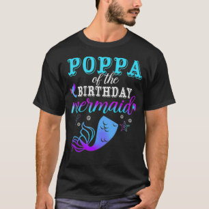 Camiseta Poppa Da Família De Sereias De Aniversário _2