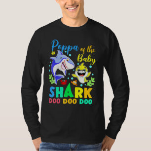 Camiseta Poppa Do Aniversário Garoto Tubarão Azul-Amarelo D