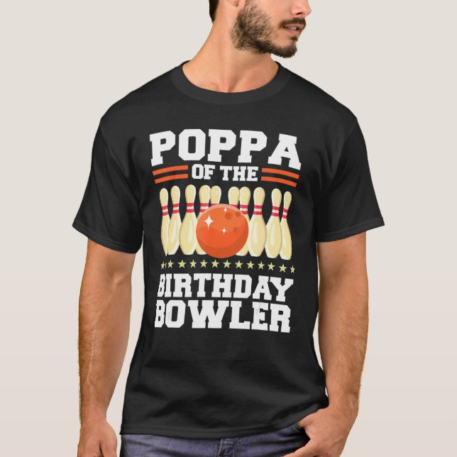 Camiseta Poppa Do Partido Da Boliche De Aniversário De Bowl (Frente)