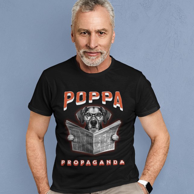 Camiseta Poppa Propaganda Notícias Cachorro Lendo Jornal (Criador carregado)