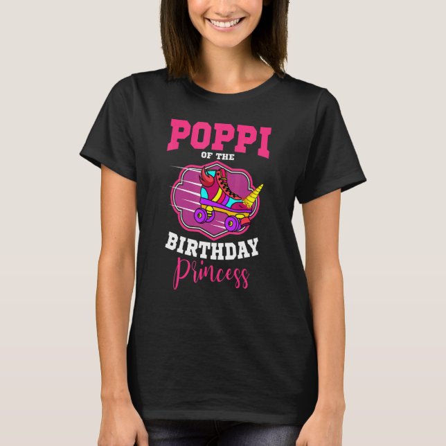 Camiseta Poppi Do Aniversário Princesa Roller Skates Bday (Frente)