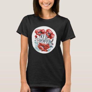 Camiseta Poppies bonito Figurino para Flores Vermelhas Aman
