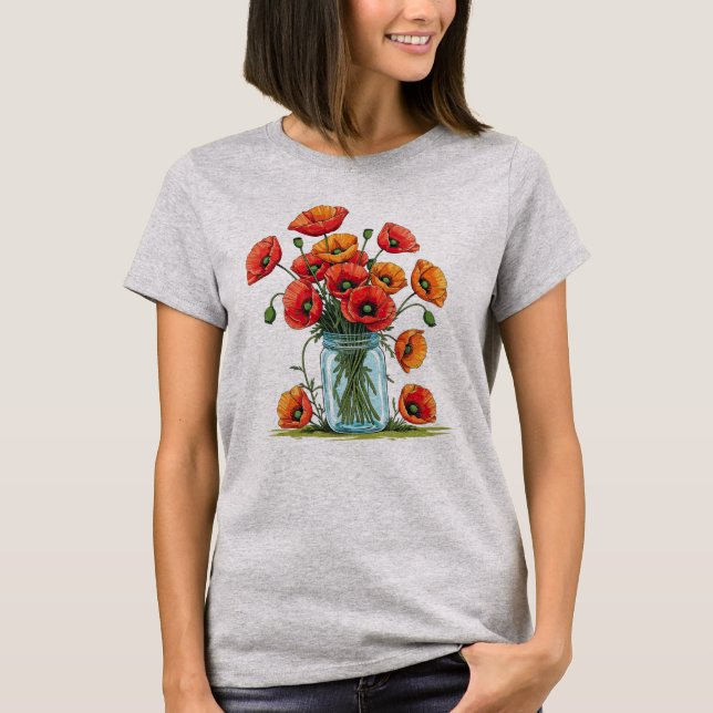 Camiseta Poppies Em Gráficos De Jar (Frente)