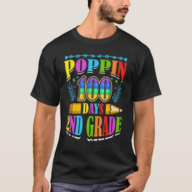 Camiseta Poppin 100 Days 2nd Grade Primary School Kid Eleme (Frente)