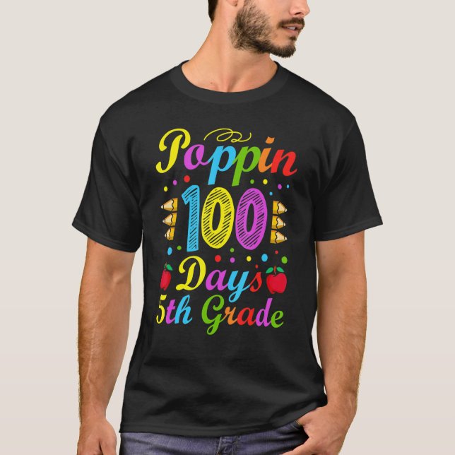 Camiseta Poppin 100 Days 5th Grade Primary School Kid Eleme (Frente)