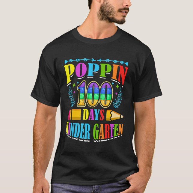 Camiseta Poppin 100 Days Kindergarten School Kid Schooler P (Frente)