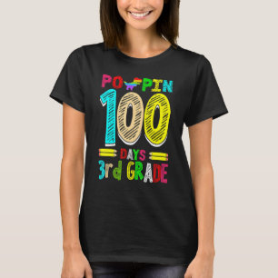Camiseta Poppin 100 Dias, 3º ano, escola primária de dinoss