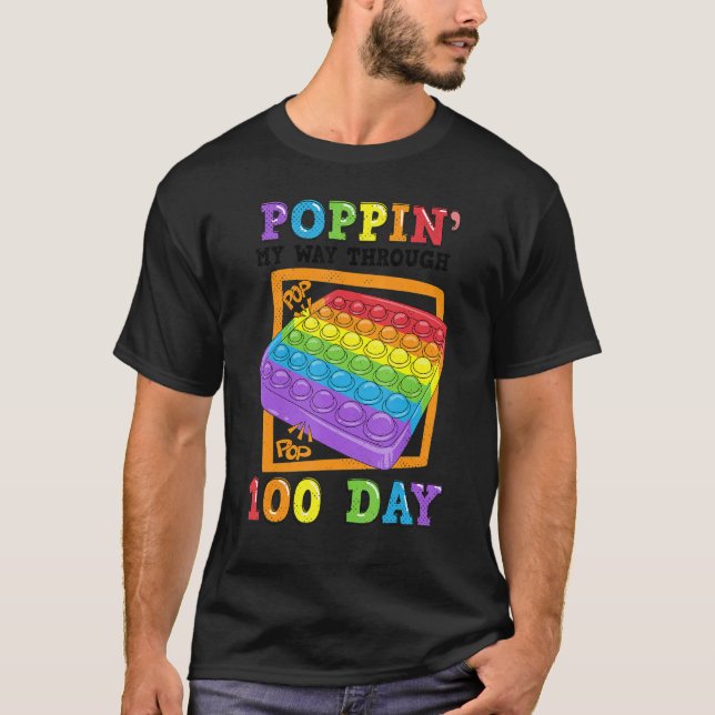 Camiseta Poppin' My Way Through 100 Days Of School Funny Sh (Frente)