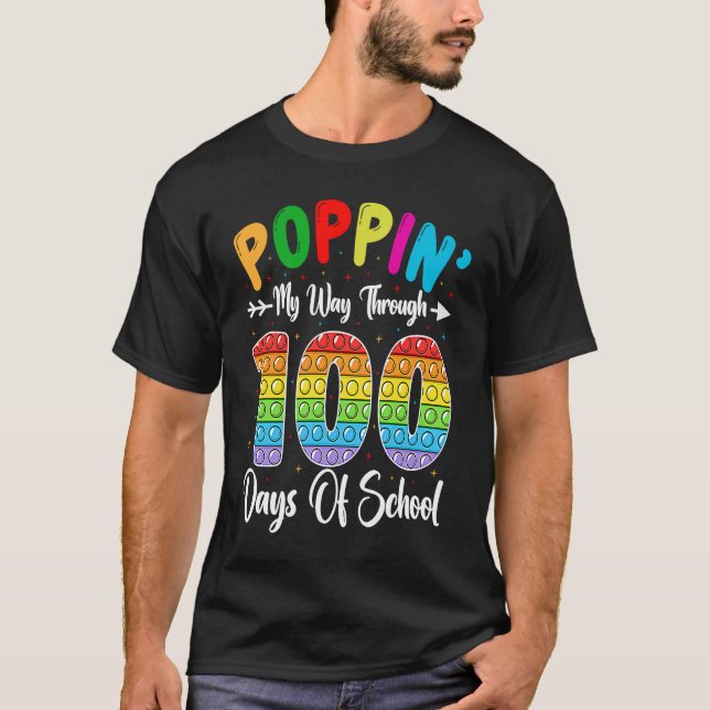 Camiseta Poppin My Way Through 100 Days Of School Kindergar (Frente)