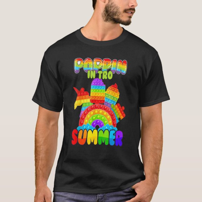 Camiseta Poppin no Pop de Verão, Fidget Toy Unicorn (Frente)
