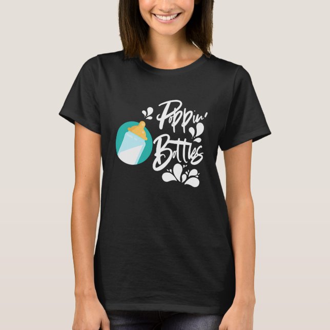 Camiseta Popping Bottles Baby Children Milk Baby Bottle (Frente)