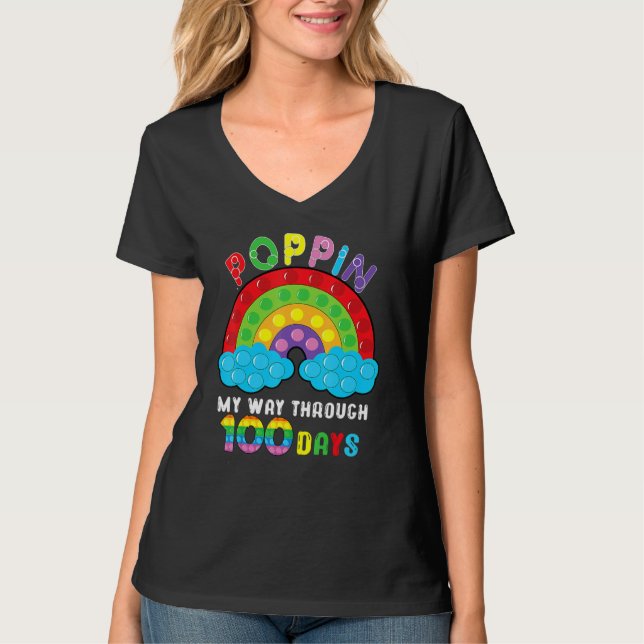 Camiseta Popping My Way Through 100 Days Of School For Stud (Frente)