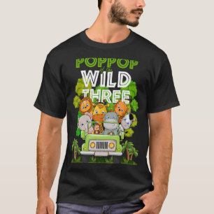 Camiseta Poppop do Caminhão Selvagem Três Zoo Aniversário S