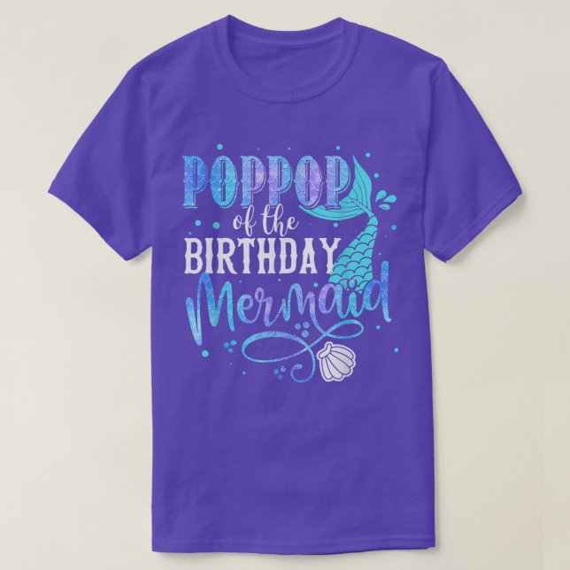 Camiseta Poppop Of The Birthday Mermaid Family Matching Par (Frente do Design)
