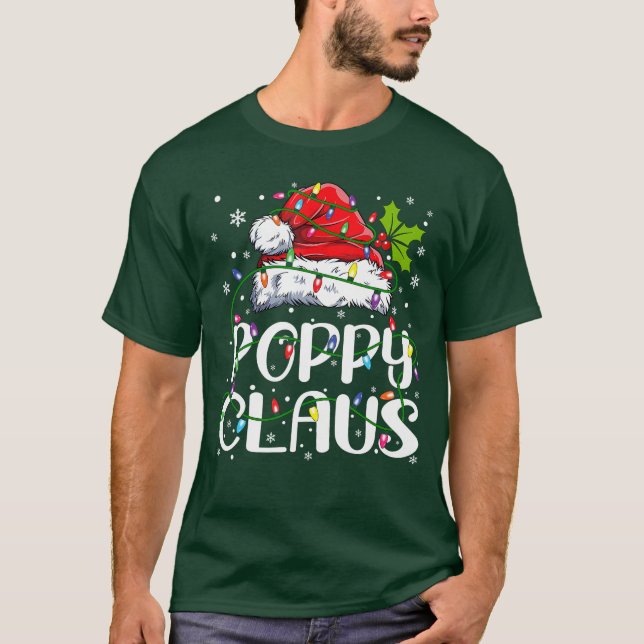 Camiseta Poppy Claus Christmas Lights Pajama Family Matchin (Frente)