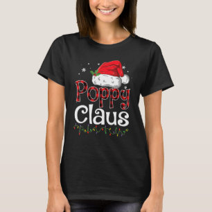 Camiseta Poppy Claus Santa Hat Xadrez Vermelha Buffalo Nata