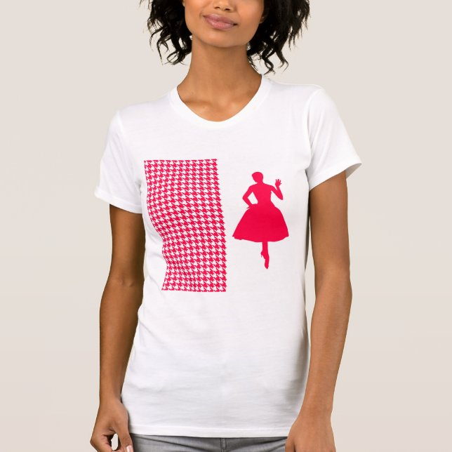 Camiseta Poppy Modern Houndstooth com Silhouette Fashion (Frente)