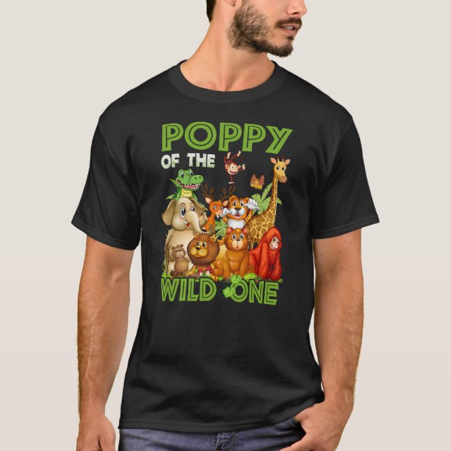 Camiseta Poppy Of The Wild One Birthday Animal Safari Jungl (Frente)