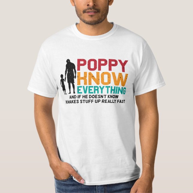 Camiseta Poppy sabe tudo| Dia de os pais Pai (Frente)