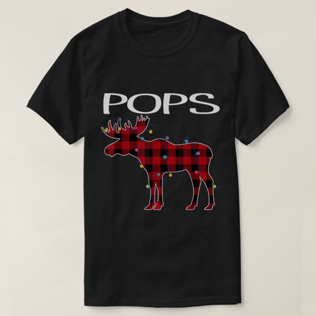 Camiseta Pops Christmas Plaid Moose Design (Frente do Design)