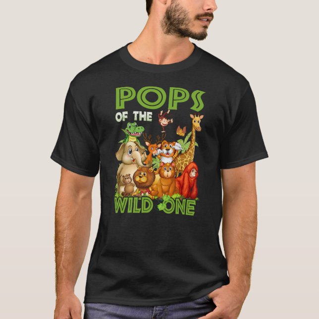 Camiseta Pops Of The Wild One Birthday Animal Safari Jungle (Frente)