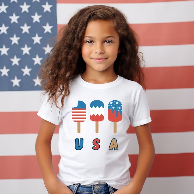 Camiseta Popules do Dia da Independência dos EUA Patriot Ju (USA July 4th Independence day popsicle Tshirt)