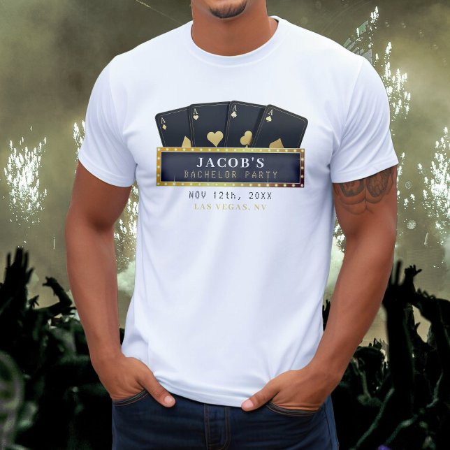 Camiseta Pôquer Ás de Ouro & Preto Despedida de Solteira (Poker Aces Gold & Black Bachelorette Party T-Shirt
)