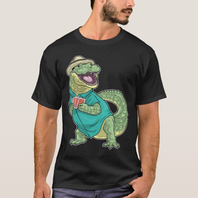 Camiseta Pôquer de Crocodilo Cartas de pôquer Jogo de carta (Frente)