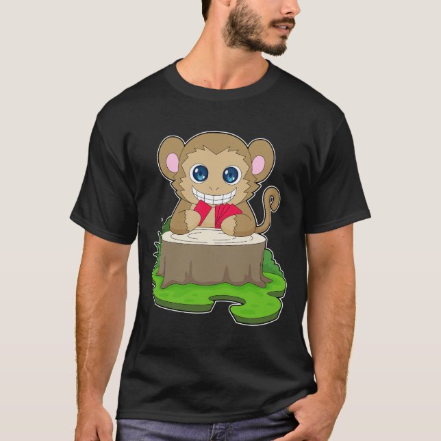 Camiseta Pôquer de macaco Cartas de pôquer Jogo de cartas (Frente)