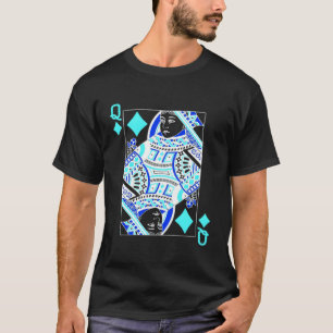 Camiseta Pôquer Jogando Cartões Cor Negativa Rainha De Diam