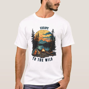 Camiseta Pôr do Sol Acampamento Vintage Escape To 