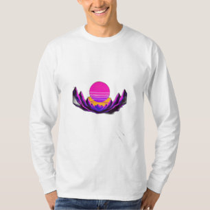 Camiseta pôr do sol ao estilo de onda sintética