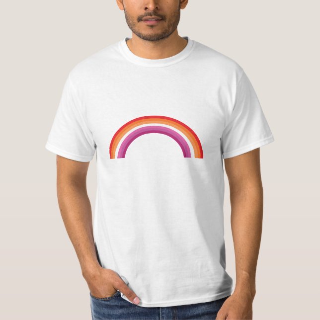 Camiseta Pôr do Sol Arco-íris Lésbico (Frente)