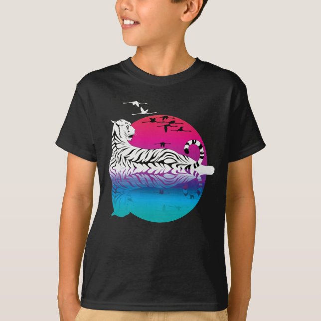Camiseta Pôr do Sol Branco Tigre (Frente)